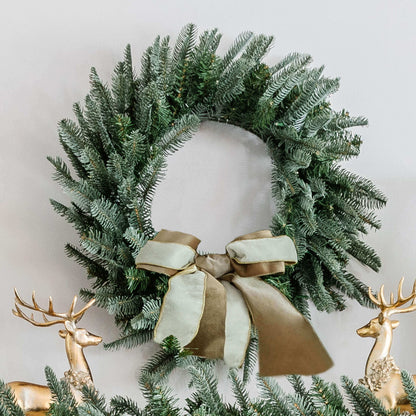 24" King Noble Fir Wreath with Warm White LED Lights (Battery Operated)