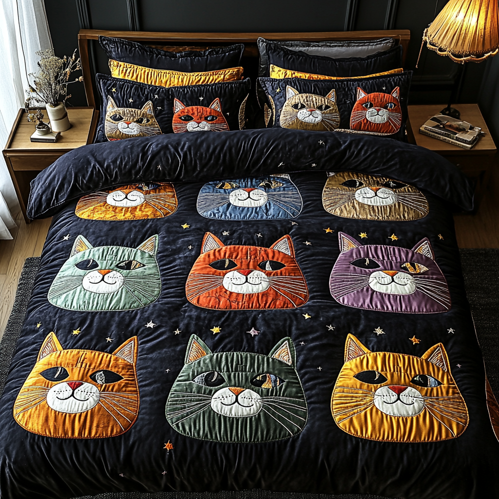 Kitty Dreams 3-Piece Quilted Bedding Set NCU0DK2365