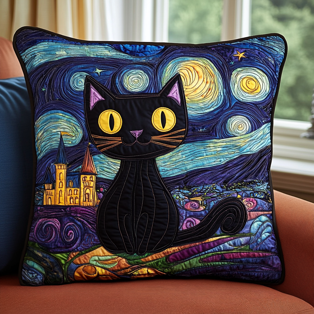 Kitty Night Quilted Pillow Case NCU0DV644