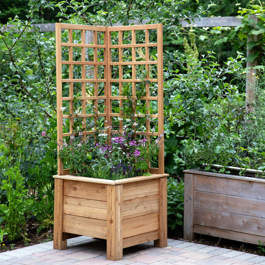 Natural Cedar Planter Box with L-Trellis