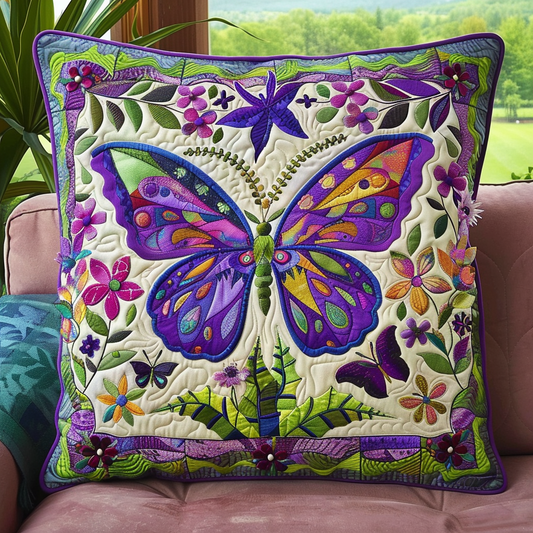 Lavender Wings Butterfly Quilted Pillow Case NCU0TL082