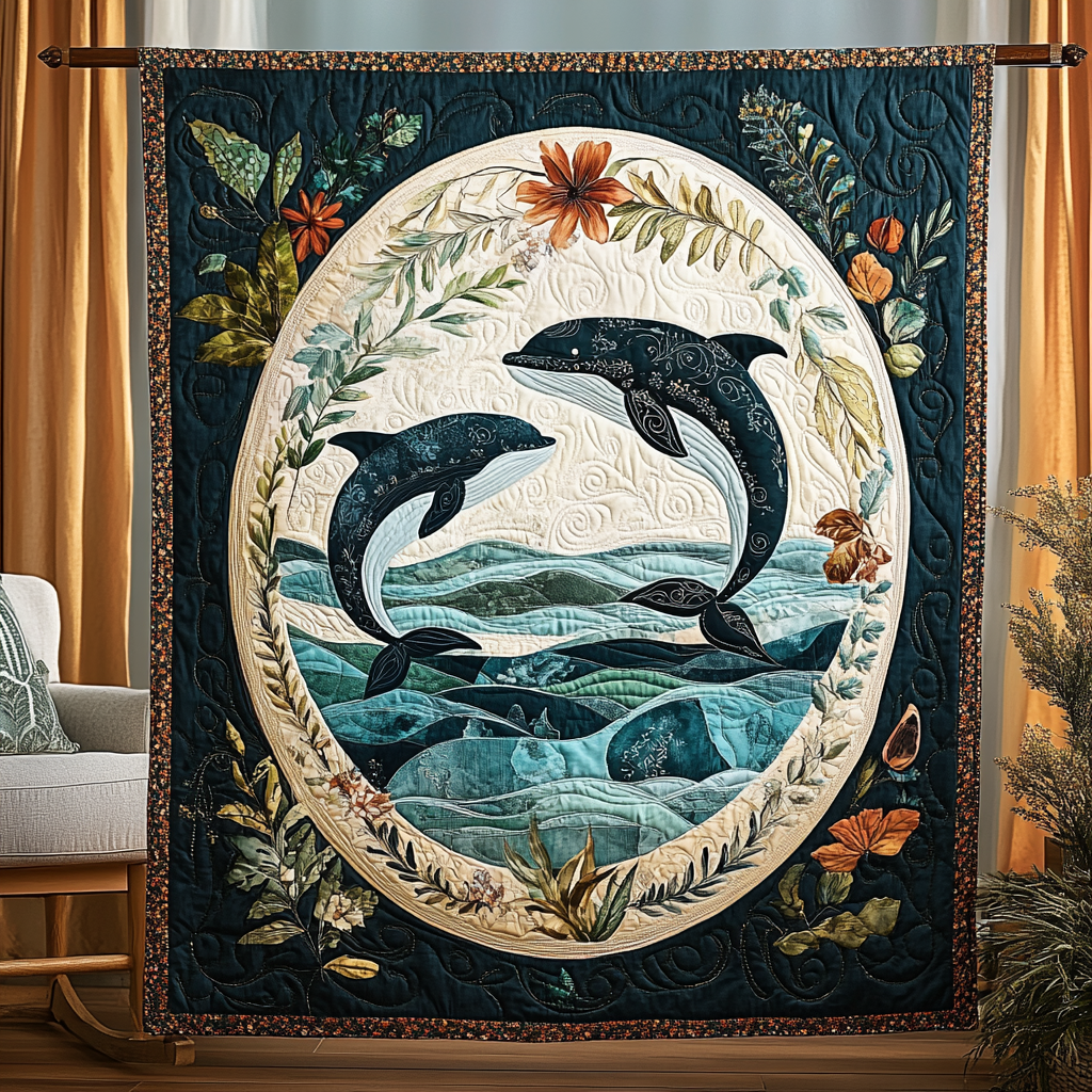 Leafy Ocean Quilted Blanket NCU0TL2459