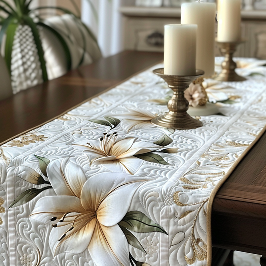 Lilies Charm Quilted Table Runner NCU0DV2136