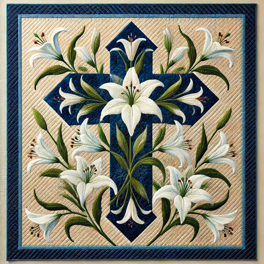 Lily Flower Christian Cross NTA281024352 Quilt Blanket