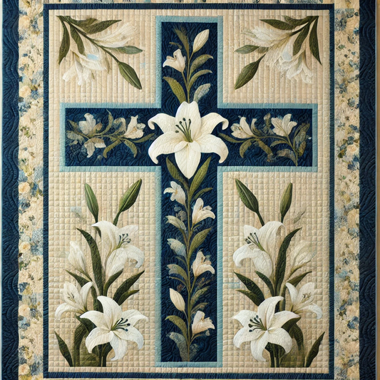 Lily Flower Christian Cross NTA281024354 Quilt Blanket