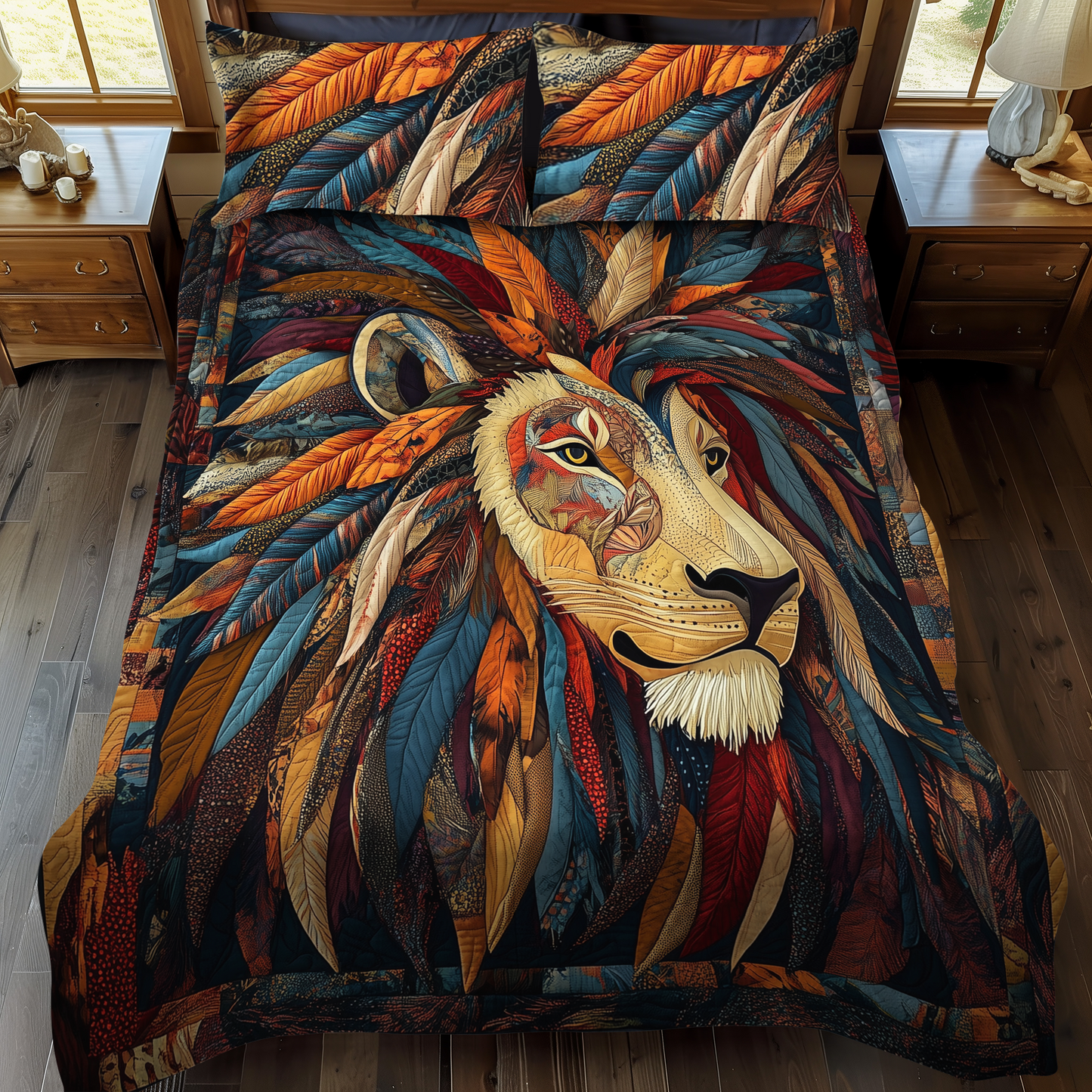 Lion Native 3-Piece Quilted Bedding Set NCU0DK1697