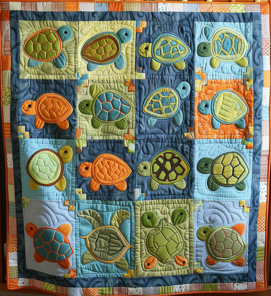 Little Turtles Quilted Blanket NCU0TH663