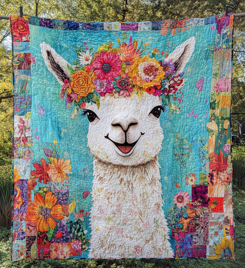 Llama Bliss Quilted Blanket NCU0DV717