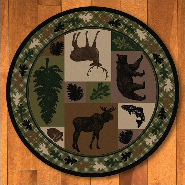 Lodge Moose CLM2310077R Round Area Rug