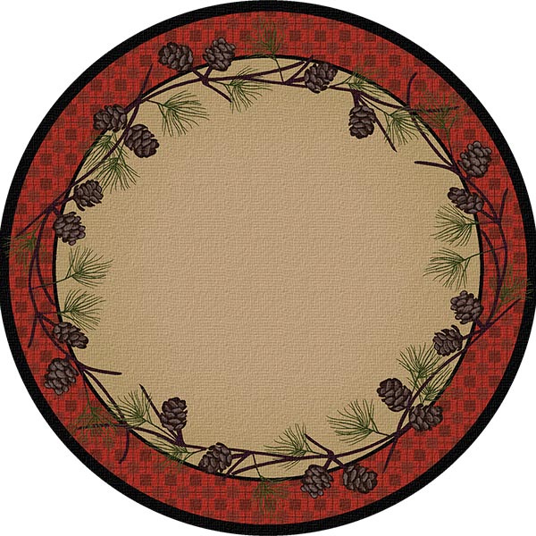 Lodge Pinecone CLM1910062TM Round Area Rug