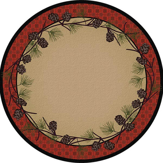 Lodge Pinecone CLM1910062TM Round Area Rug