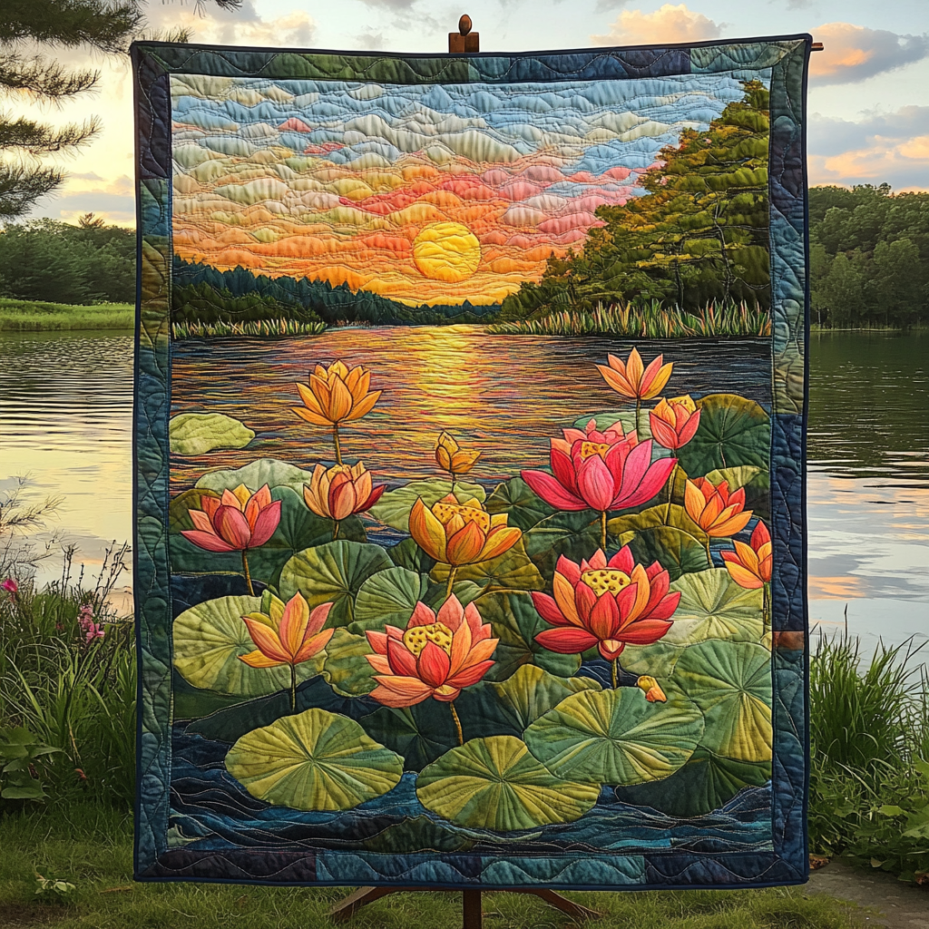 Lotus Blossom Quilted Blanket NCU0DK2993