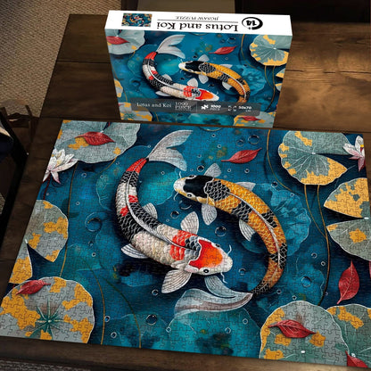 Lotus and koi Jigsaw Puzzle 1000 Pieces