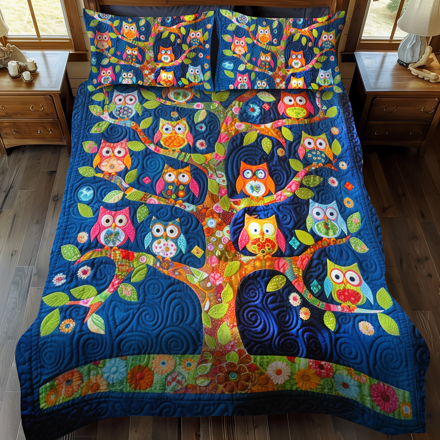 Lovable Owls 3-Piece Quilted Bedding Set NCU0VL168