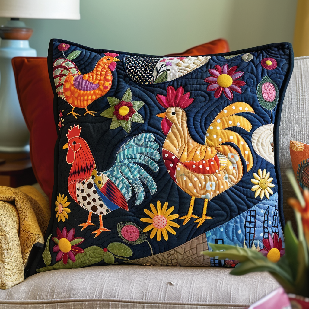 Lovable Chickens Quilted Pillow Case NCU0TL513