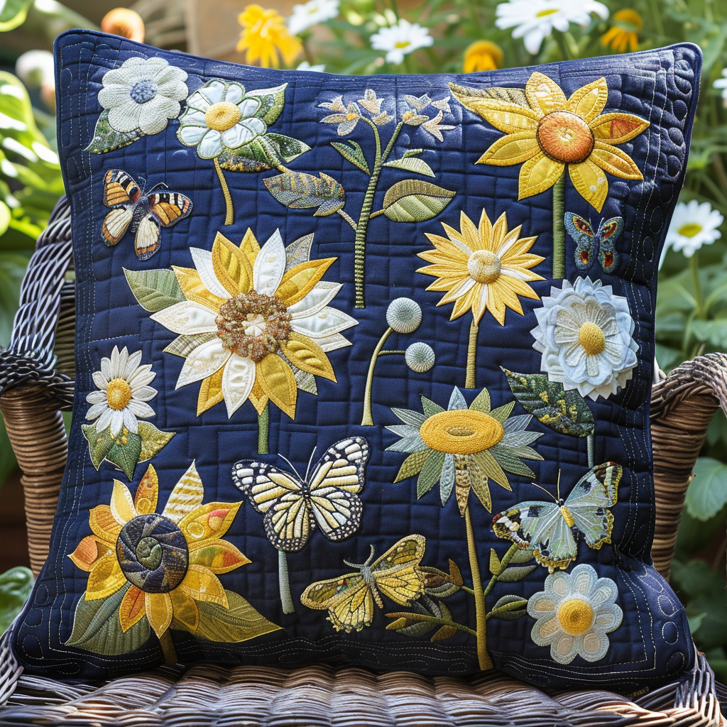 Lovable Sunflowers Quilted Pillow Case NCU0VL248