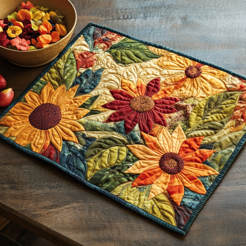 Lovable Sunflowers Quilted Placemat NCU0VL399