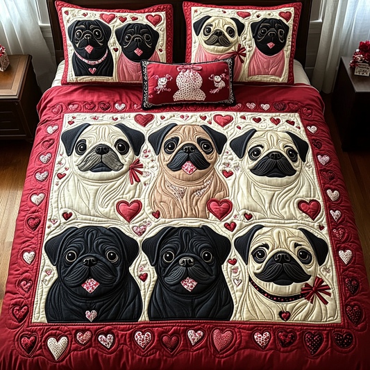 Lovely Pug Quilted Bedding Set NCU0DV2358