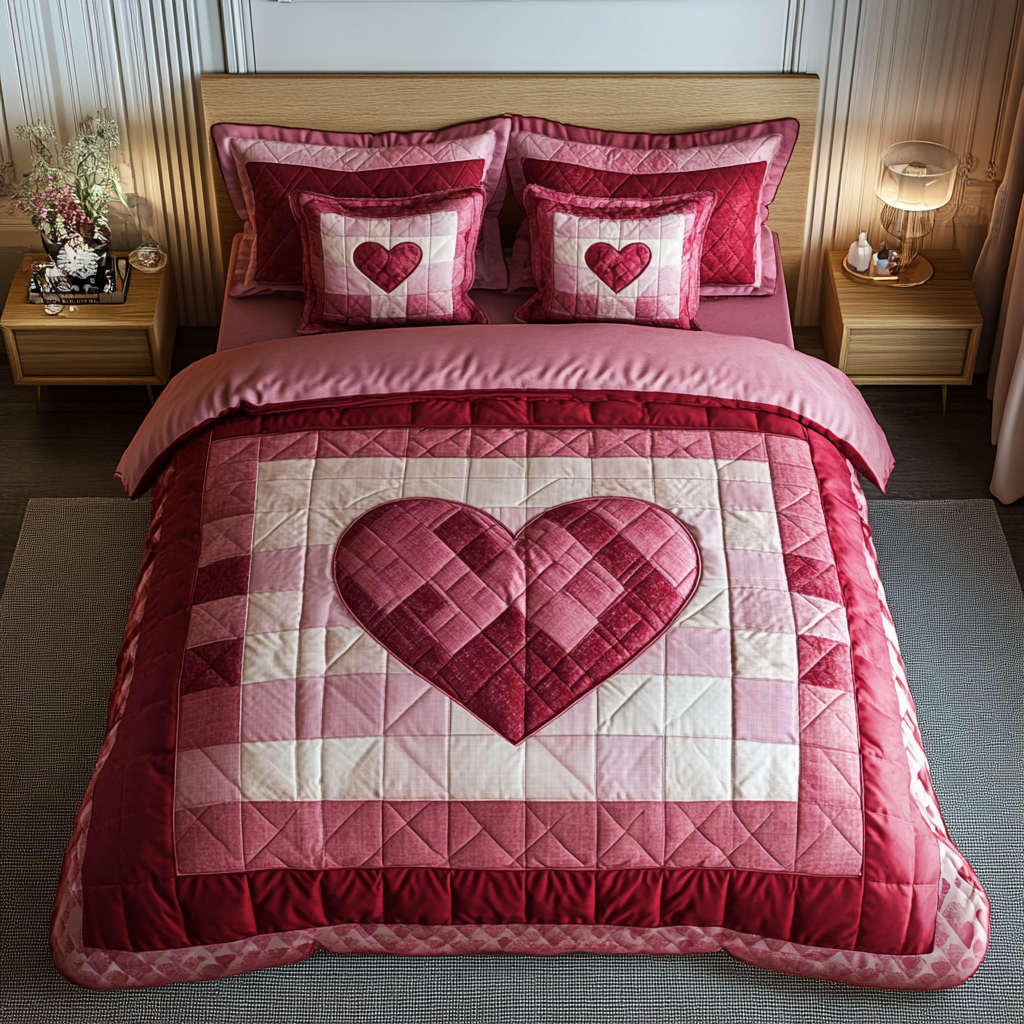 Loving Stitches 3-Piece Quilted Bedding Set NCU0DK3119