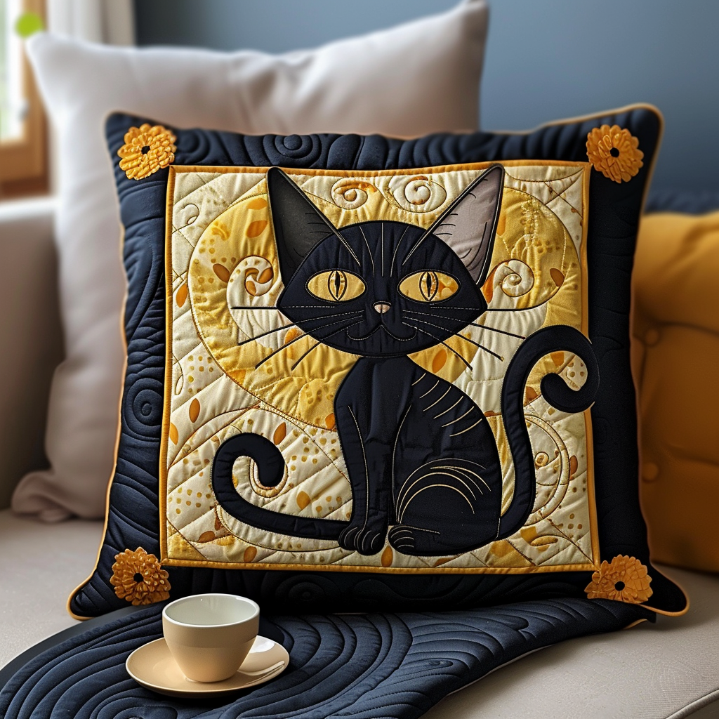 Lunar Guardian Cat Quilted Pillow Case NCU0TH416