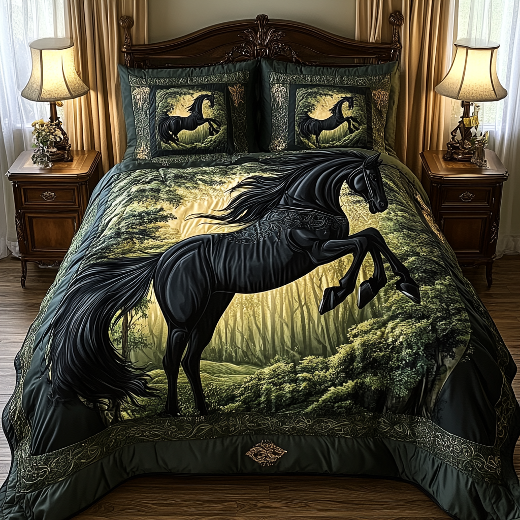 Majestic Black Horse TAI311024087 Quilt Bedding Set