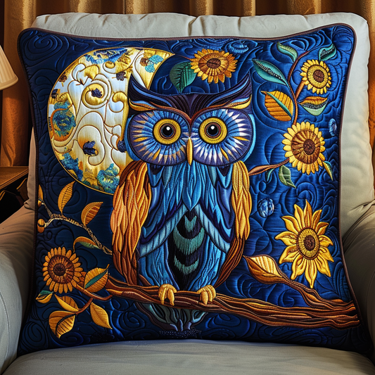 Majestic Blue Owl Quilted Pillow Case NCU0NT044