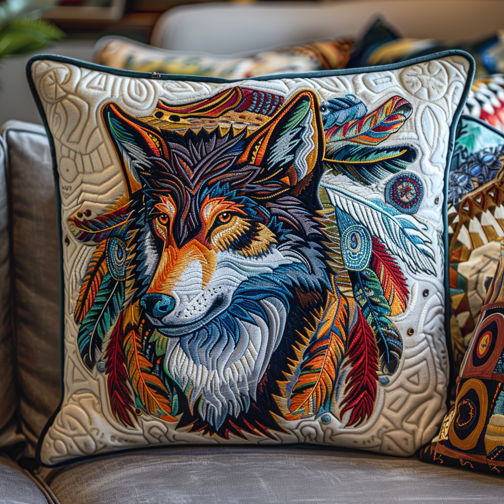 Majestic Feathered Wolf Quilted Pillow Case NCU0NT066