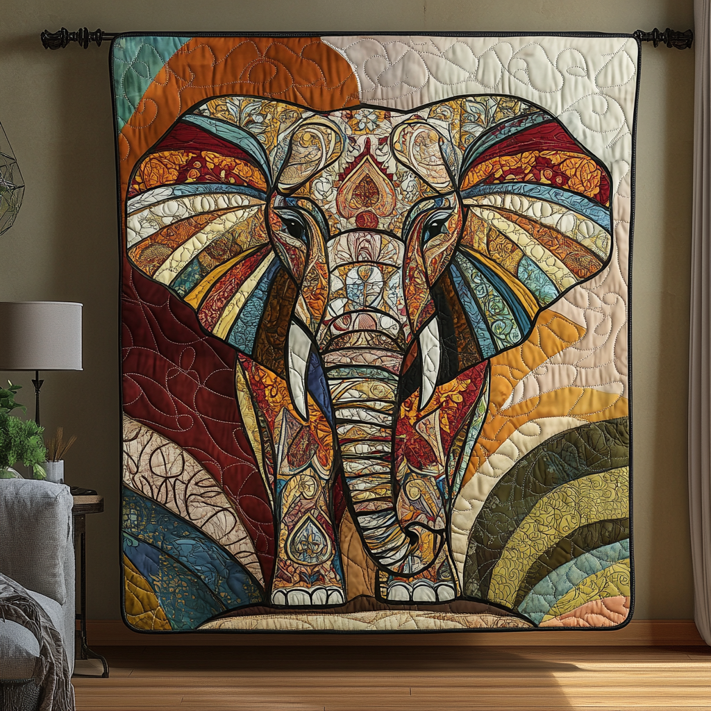 Majestic Elephant Grove Quilted Blanket NCU0DK944