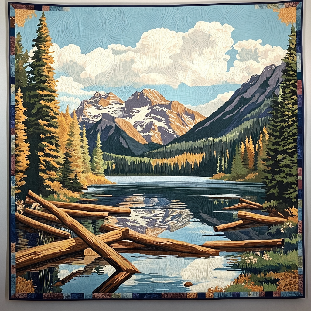 Majestic Peaks Art Quilt Hanging NCU0TL992