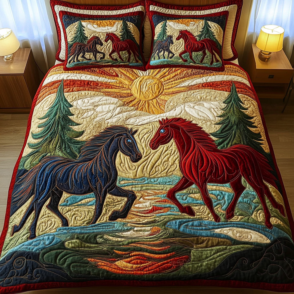 Majestic Stallion 3-Piece Quilted Bedding Set NCU0DK1994