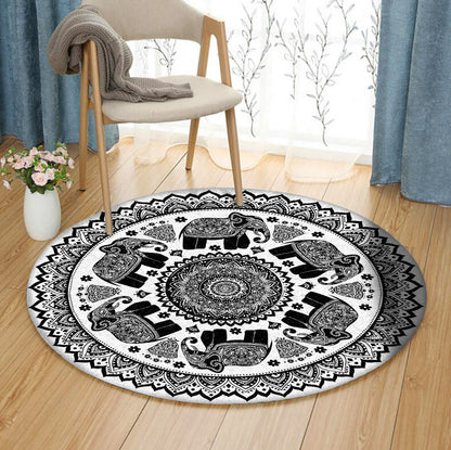 Mandala Elephant QN020817A Round Area Rug