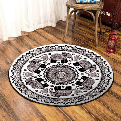 Mandala Elephant QN020817A Round Area Rug