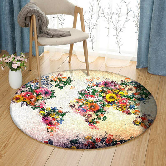 Map Flower TT120808PT Round Area Rug