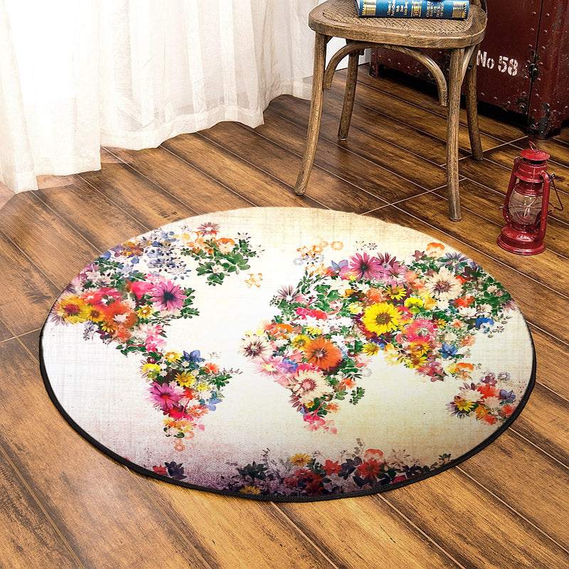 Map Flower TT120808PT Round Area Rug