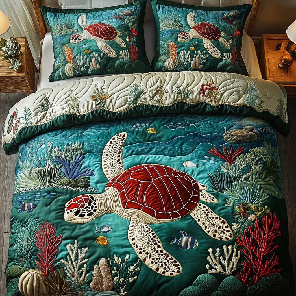 Marine Harmony 3-Piece Quilted Bedding Set NCU0DK2750