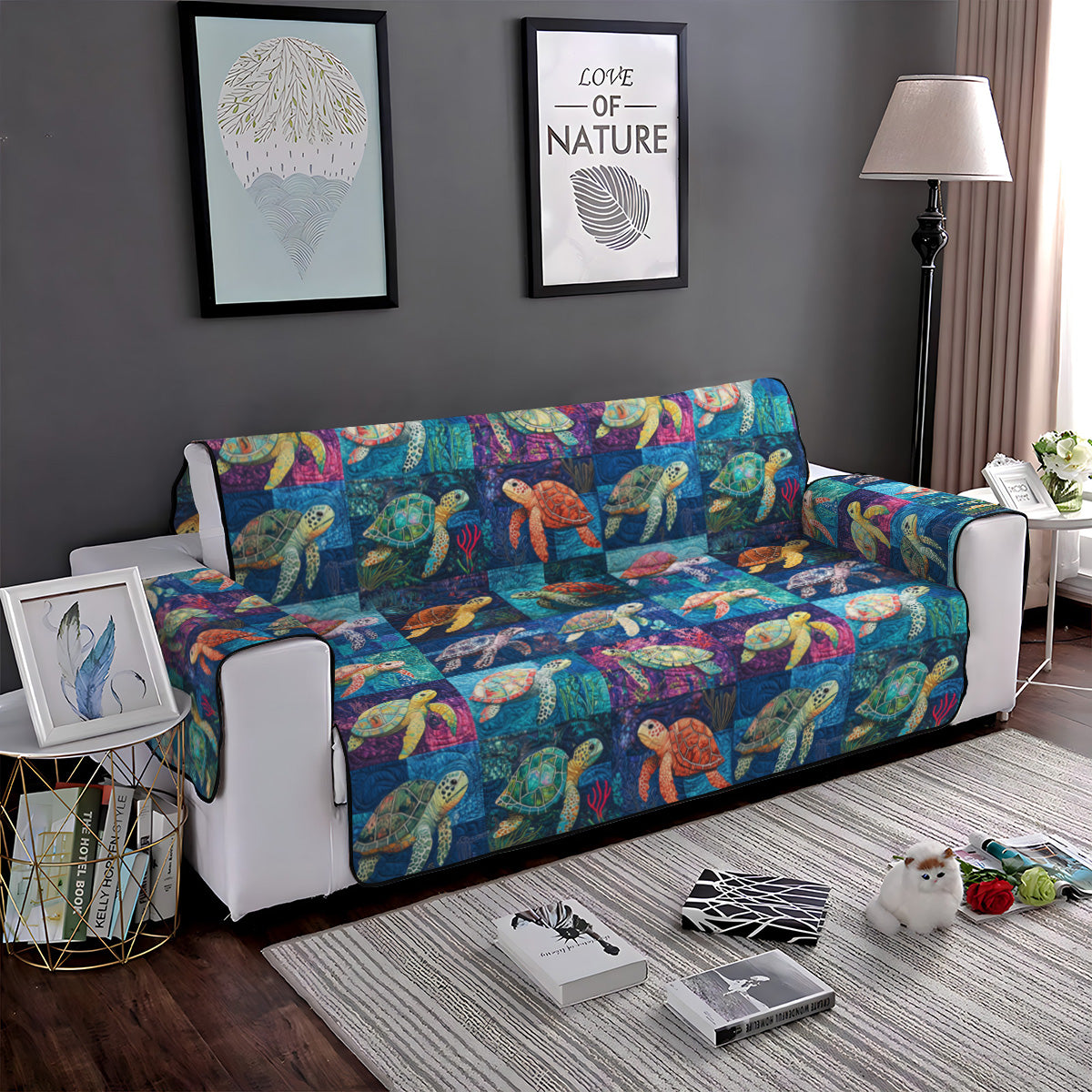 Marine Mosaic Quilted Sofa Cover NCU0PT1075