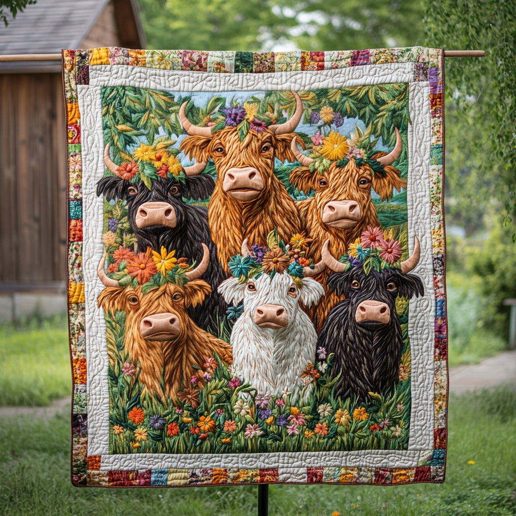 Highland Cow Quilted Blanket NCU0VT80