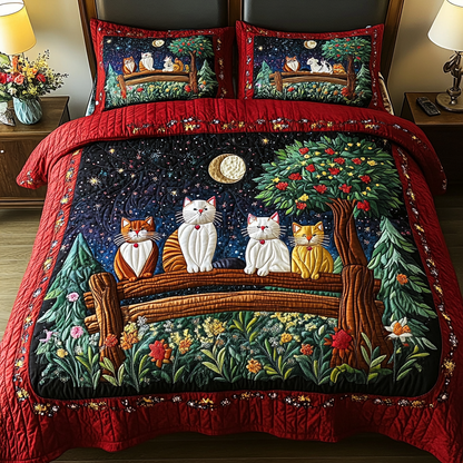 Meow Magic 3-Piece Quilted Bedding Set NCU0DK2513