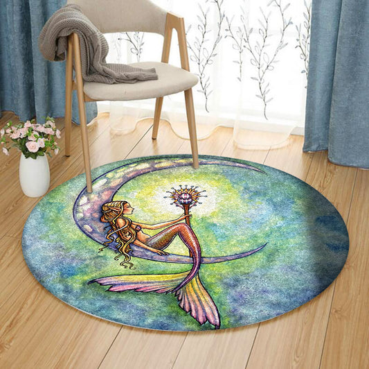 Mermaid And Moon NN1511024TM Round Area Rug