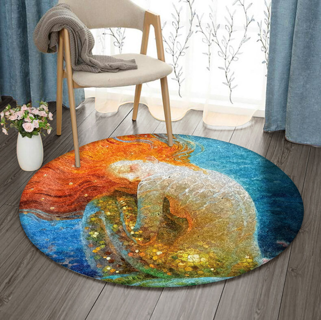 Mermaid Under The Sea DD1010110RR Round Area Rug