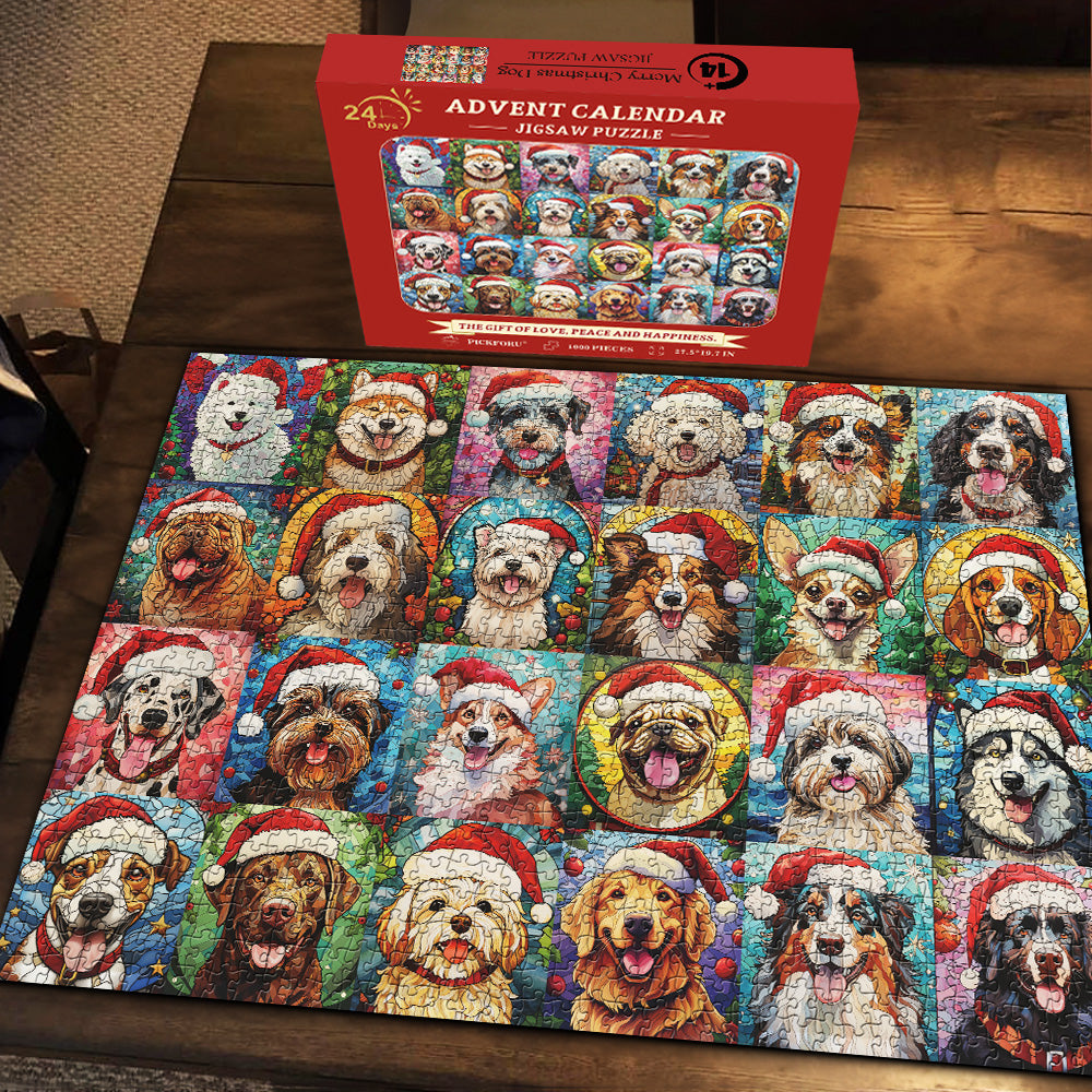 Merry Christmas Dogs Advent Calendar Jigsaw Puzzle 1000 Pieces