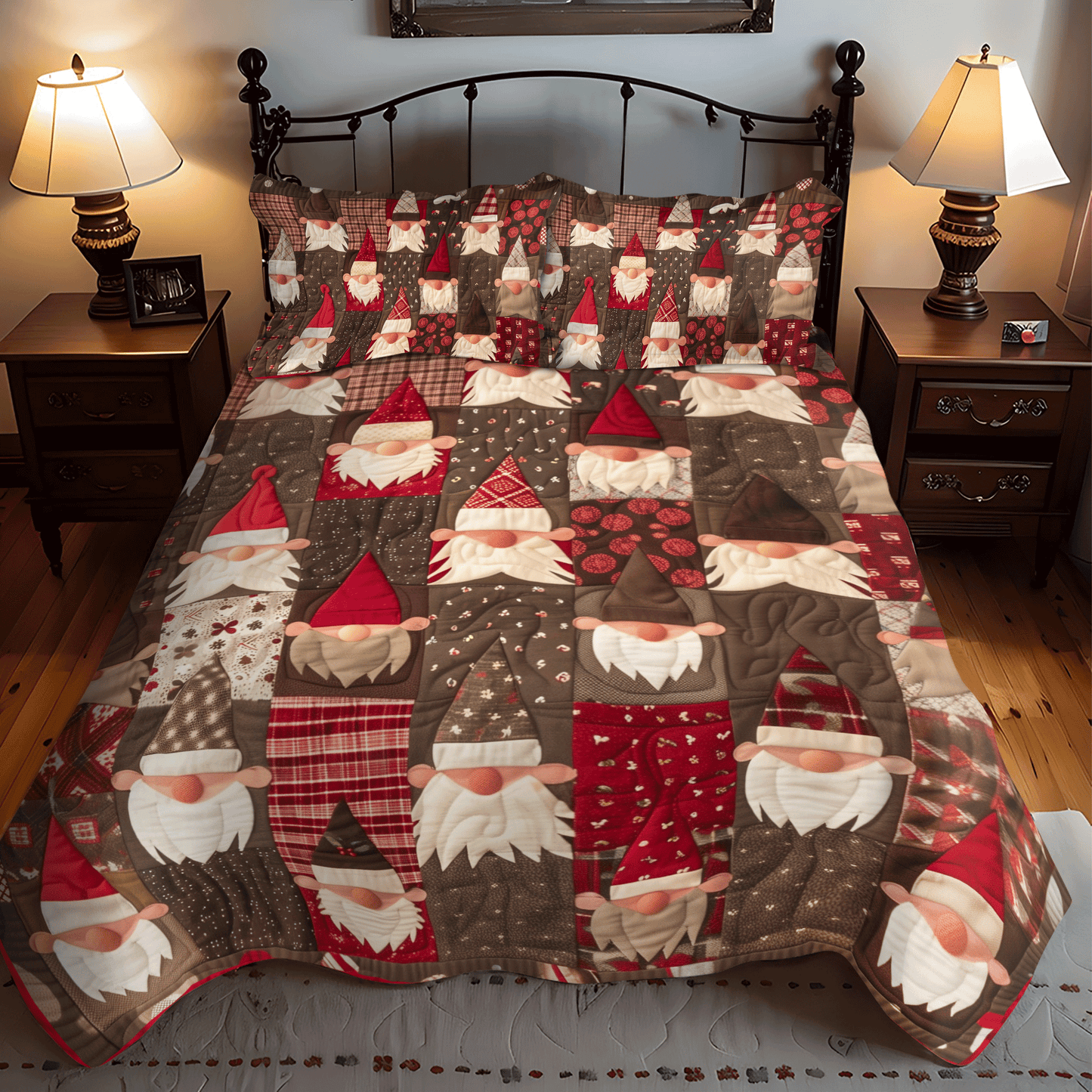 Merry Gnome Gatherings 3-Piece Quilted Bedding Set NCU0DV203