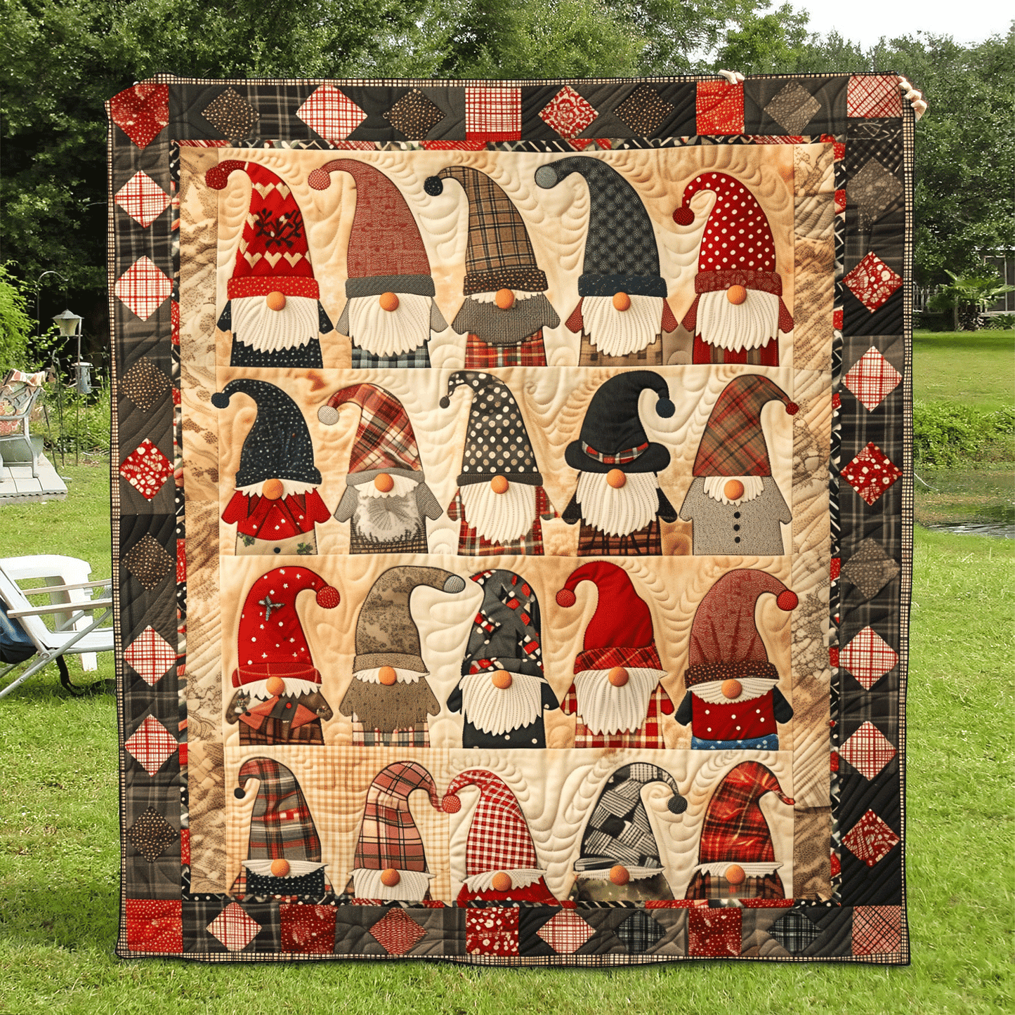 Merry Gnome Quilted Blanket NCU0TH1039