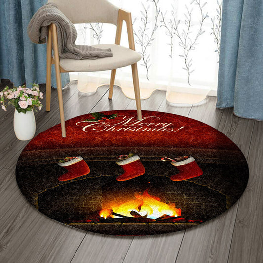 Merry Christmas HN2609065RR Round Area Rug