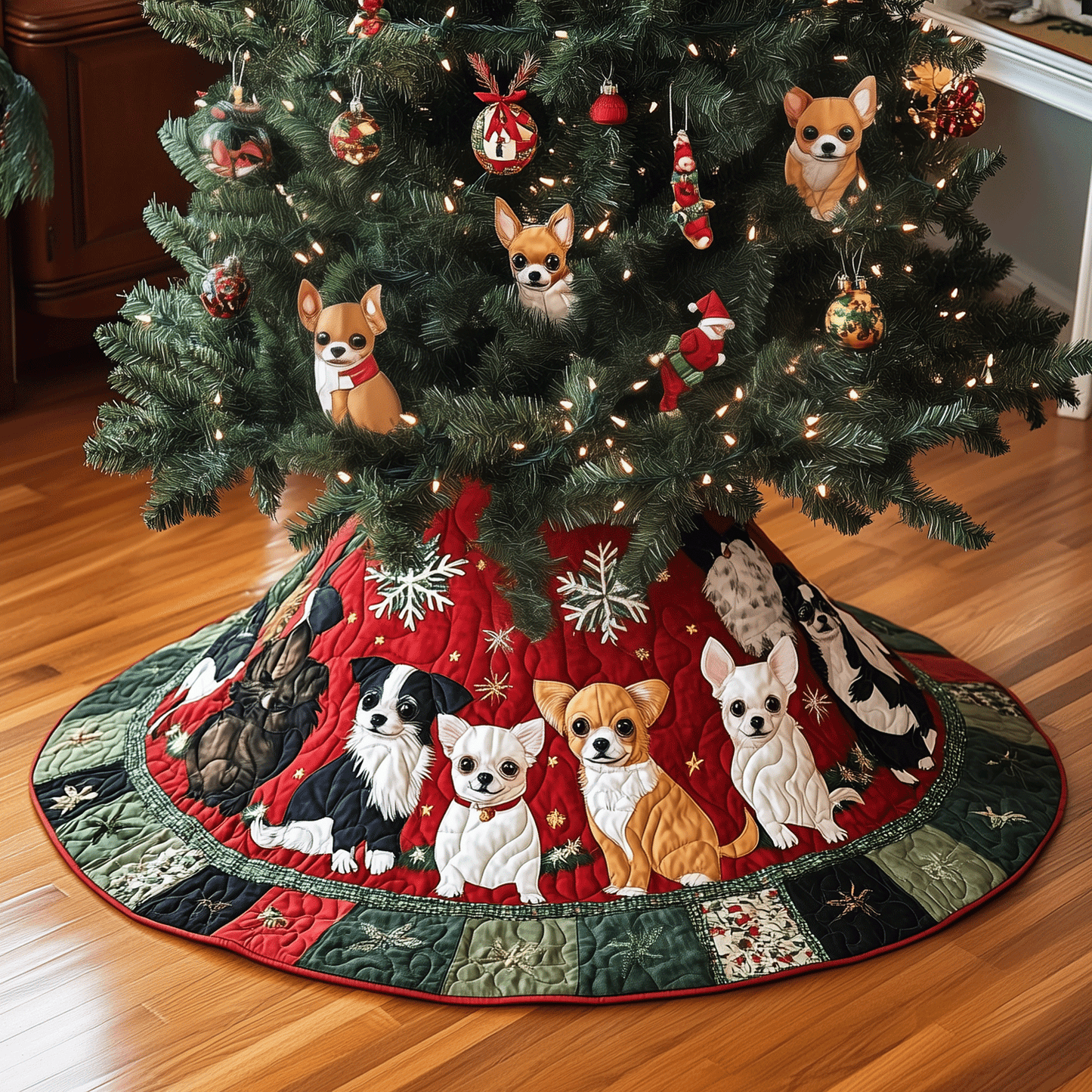 Merry Dogmas Quilted Christmas Tree Skirt NCU0TH1993