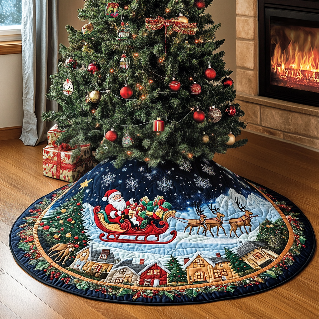 Merry Moments Christmas Quilted Tree Skirt NCU0VH1112