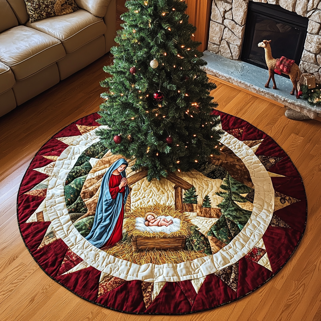 Messiah Manger Christmas Quilted Tree Skirt NCU0DK1366