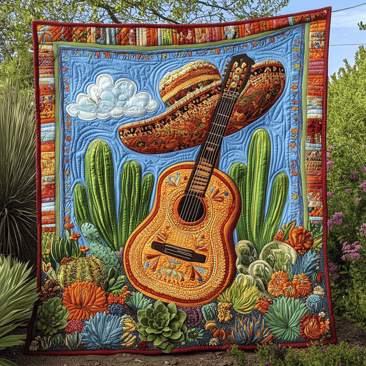 Mexican Guitar Melody Quilted Blanket NCU0TH2385