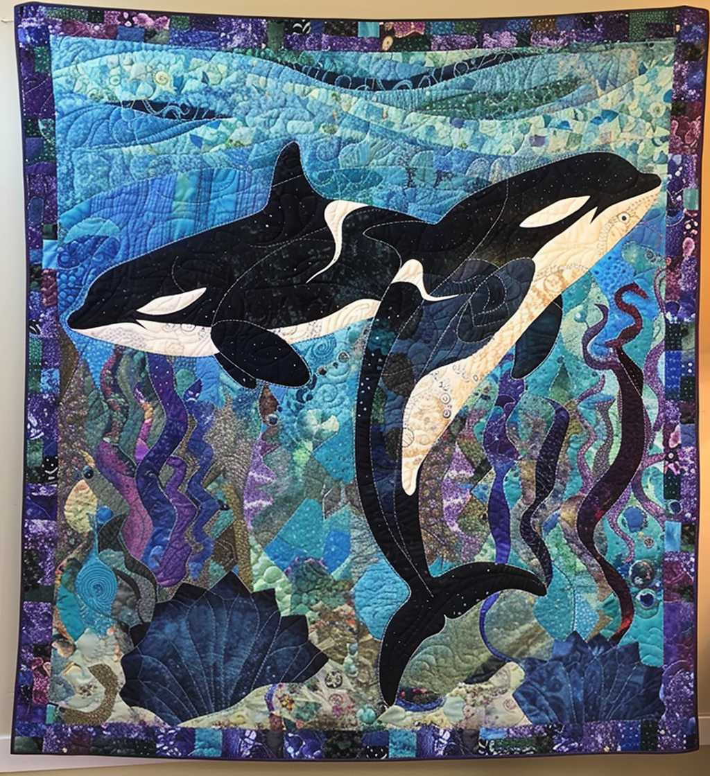 Midnight Orca Ballet Quilted Blanket NCU0DV105