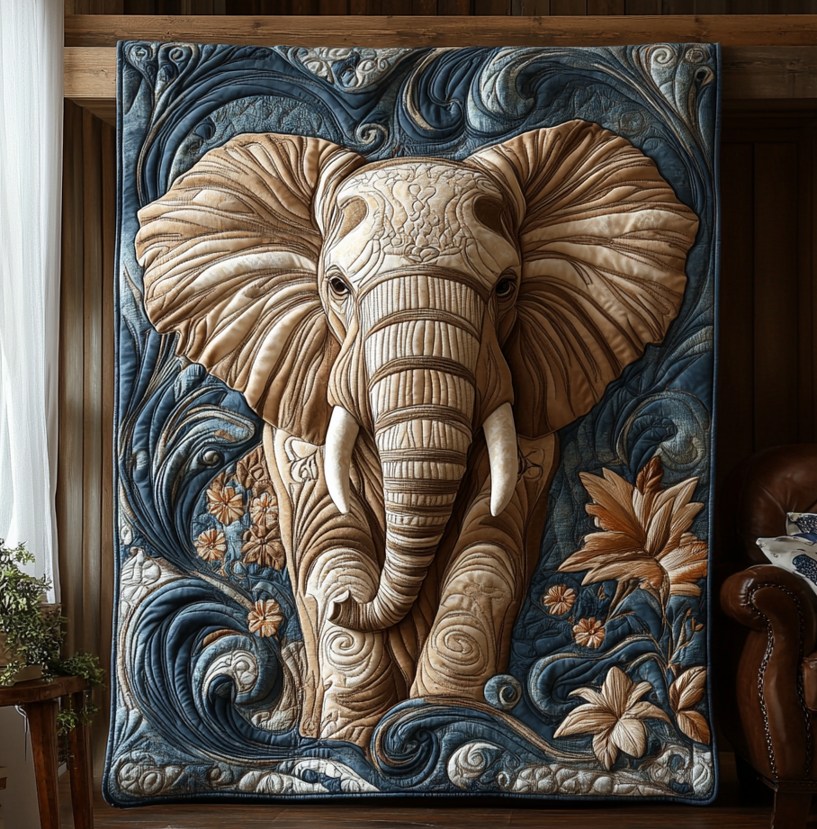 Midnight Elephant Quilted Blanket NCU0DV2200